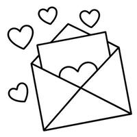Envelope with Red Hearts Romantic Love Message Design vector
