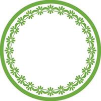 Modern Floral Border Simple Green and White Circular Design vector