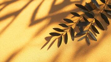 Botanical Serenity, Branch Silhouette on Golden Texture, Evoking Calmness and Simplicity photo