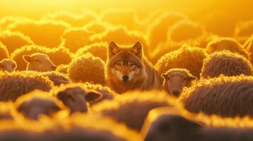 Wolf in the sunset photo