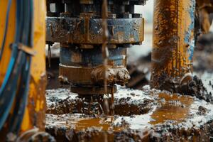A close up of a machine that is being used to pump mud photo