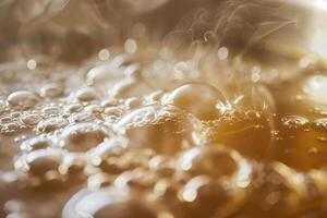 A close up of bubbles in a glass of water photo