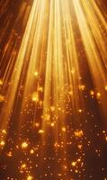Radiant golden light beams illuminate a dark space, creating a magical ambiance photo