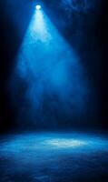 Dramatic illumination of the scene with a single source light casting soft beams with a vapor effect photo