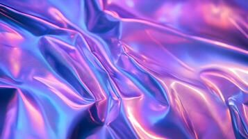 Iridescent folds of luminous fabric shimmering with captivating hues, creating ethereal softness photo