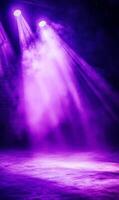 Captivating stage presence with powerful purple illumination and hazy atmospheric vapor photo
