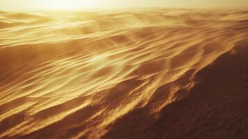 Serene golden sandscape, sculpted by time and light, embodying tranquility and desert beauty photo