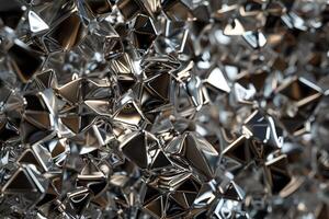 A bunch of shiny metal pieces are scattered on the ground photo