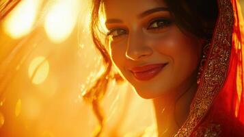 A beautiful indian woman in a traditional dress photo