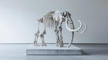 A large white elephant skeleton is on display photo