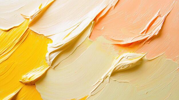 Soft strokes of yellow and peach paint blend together, creating an abstract texture that evokes warmth and creativity, perfect for artistic inspiration photo