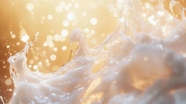 A close up of a white liquid splashing on a surface photo