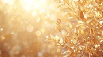 Gilded Foliage Shimmering in Radiant Light A Luxurious and Festive Botanical Dreamscape photo
