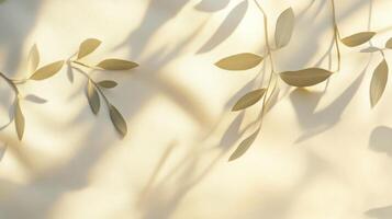Botanical sunlight composition showcasing leaf shadows on light textured background photo