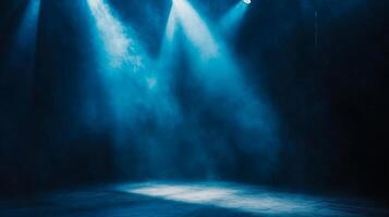 Ethereal illumination with volumetric mist and deep blue hues creating atmospheric scene photo
