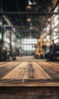 Rustic wooden surface showcasing industrial interior backdrop for product placement use photo