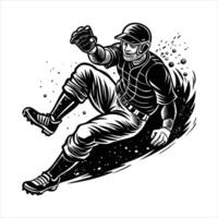 Baseball Player Sliding Into Base. vector