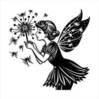 Dandelion Blowing In Wind vector
