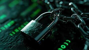A padlock and chain on a computer screen photo