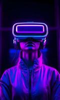 Immersive virtual reality experience with cutting edge technology and futuristic design photo