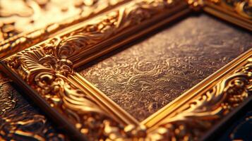Ornate golden frame with delicate details offering a glimpse into gilded artistry and heritage photo
