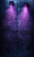 Illuminated concrete surface adorned with purple led lamps creating a vibrant ambiance photo