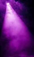 Illuminated purple haze, captivating stream of light through ethereal smoke, dark background photo