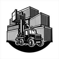 Hand drawn container ship vector