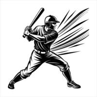 Dynamic Baseball Batter Swinging with Power. vector