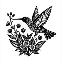 Boho picaflor colibri vector
