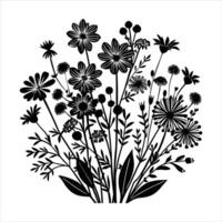 Flower silhouette with black simple vector