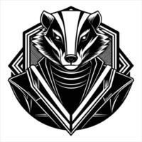 Monochrome Badger Illustration vector