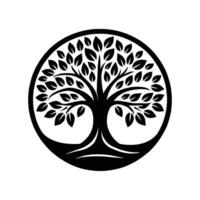 A black logo of a tree with leaves vector