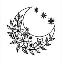 Crescent Moon Flower vector