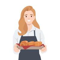 Baker Presenting Freshly Baked Bread. Symbolizing passion and dedication to the art of baking. vector
