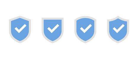 Shield guard with check mark icon in flat design. Safe, secure with tick sign symbol vector