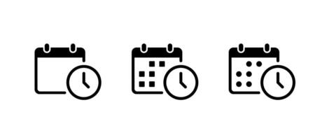 Calendar with clock icon set. Date with time sign symbol vector