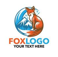 Fox Moon and Mountain Logo vector
