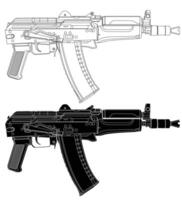Submachine gun AK 74 SU isolated on white background vector