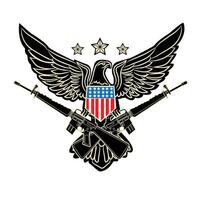 American Eagle with riffle outline patch vector