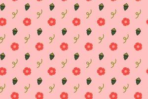 poppy buds with flower colorful seamless pattern on blue background. poppies burgeon, swirl doodle illustration pattern background. poppy flower buds background for florist decor and merchandise vector