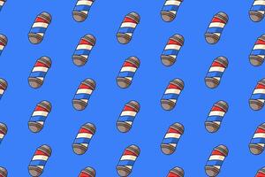 barber lightning sign colorful seamless pattern on blue background set. doodle barber lamp pole illustration pattern background. barber lamp pole sign background for barbershop merchandise vector