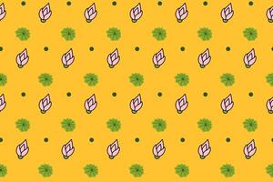 lotus petal with leaves colorful seamless pattern on yellow background. lotus flower doodle illustration pattern background. lotus petal flowers background for florist decor and merchandise vector