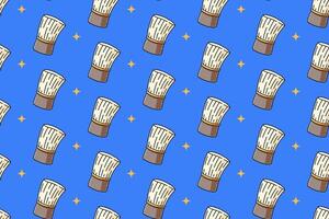 barber shaving brush with star colorful seamless pattern on blue background set. doodle barber comb with light illustration pattern background. barber scrub background for barbershop merchandise vector