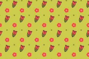 poppy petal with dot and flower colorful seamless pattern on green background. poppies flower doodle illustration pattern background. poppy petal flowers background for florist decor and merchandise vector