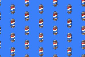 barber lamp pole colorful seamless pattern on blue background set. doodle barber lightning sign illustration pattern background. barber lamp pole sign background for barbershop merchandise vector