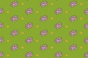 lotus flower petal with star colorful seamless pattern on green background. lotus flower doodle illustration pattern background. lotus petal with lighting background for florist decor and merchandise vector