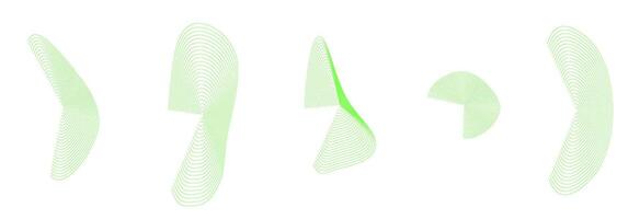 Dynamic amorphous shapes, green abstract fluid forms, and liquid shapes made of lines with a blend effect. modern design elements. vector