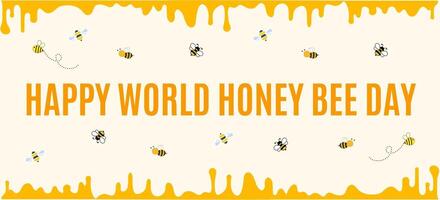 Graphic of world honey bee day with little bees and honeycomb border background suitable for world bee honey day vector