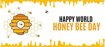 Little bees and honeycomb and honey borders background world honey bee day vector